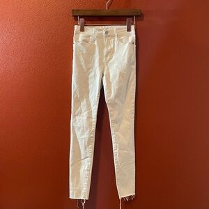 Frame Denim Women’s Le High Skinny Raw Edge‎ Hem White Jeans